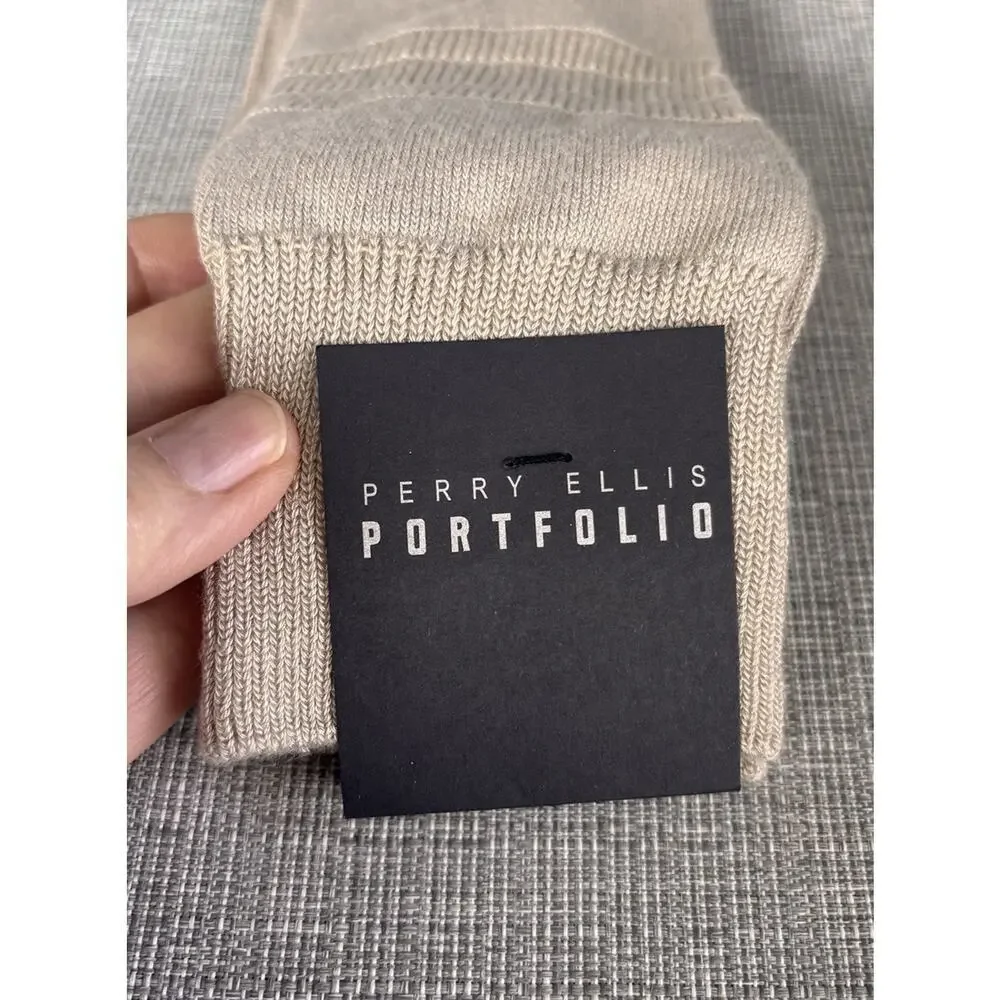 Perry Ellis Portfolio Mens Crew Dress Socks Luxury 859501 Bamboo Sz 10-13 Sand